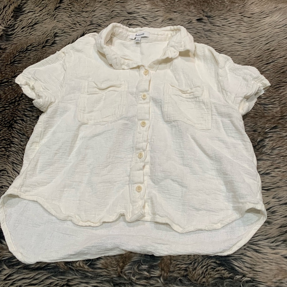 Madewell Breezewoven Beachside Shirttail Top White XS